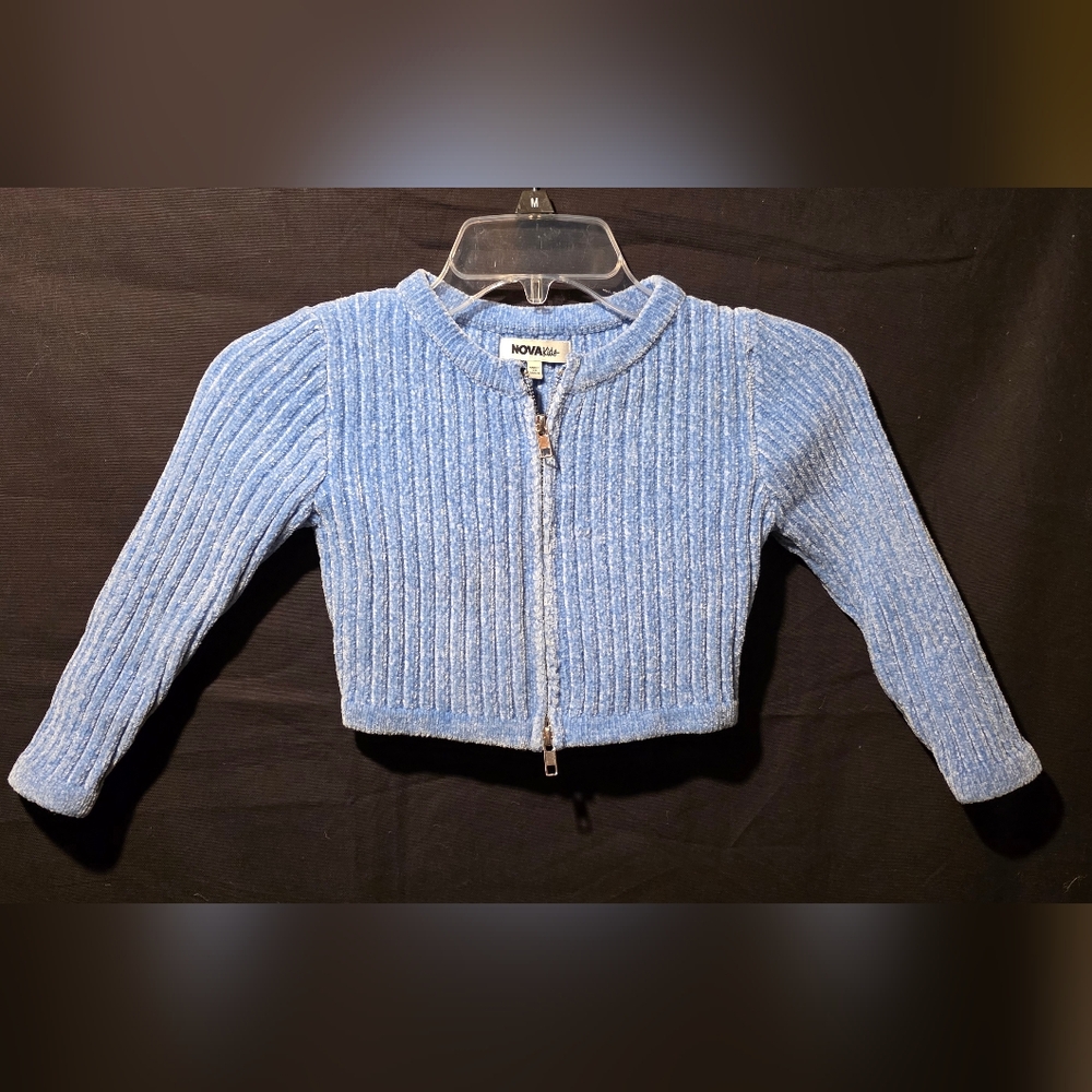 Nova Kids Blue Ribbed Zip-Up Sweater